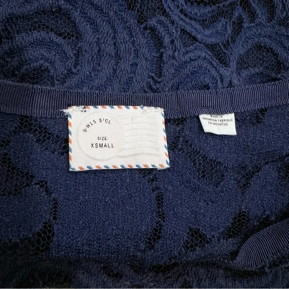 Anthropologie Postmark | Sessile Harvest Lace Top Ruffle Blue Size XS - Picture 5 of 7